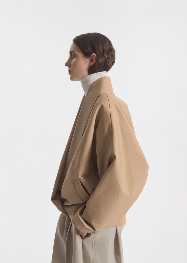 Wrap Jacket in Cotton Twill - Camel - CO