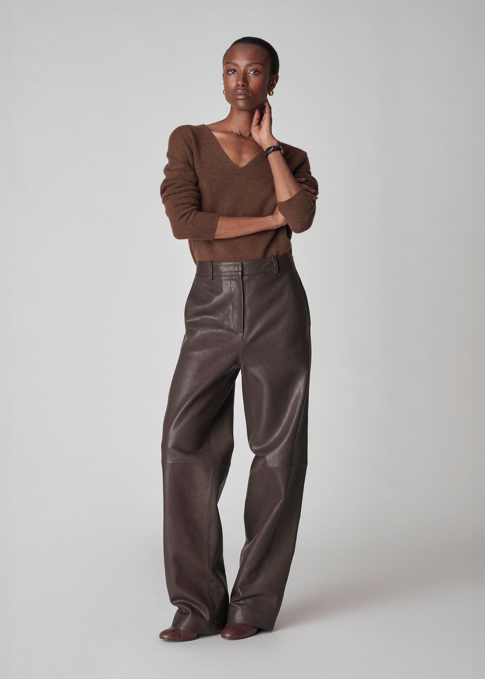 Leather Cigar Trouser - Chocolate