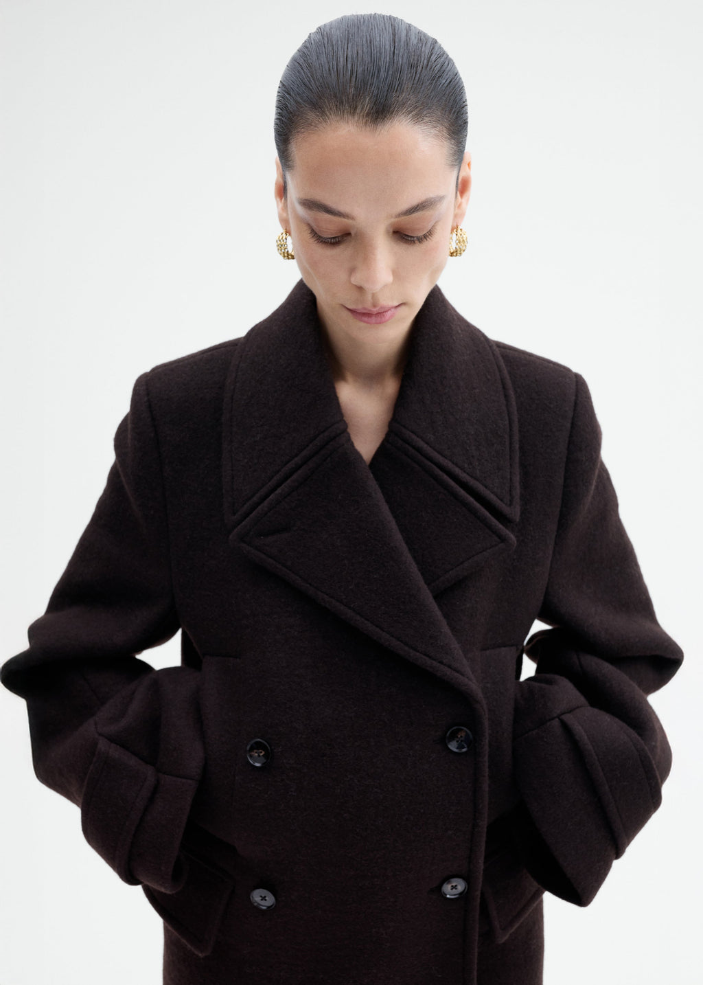 Double Faced Wool Peacoat - Brown Multi - CO