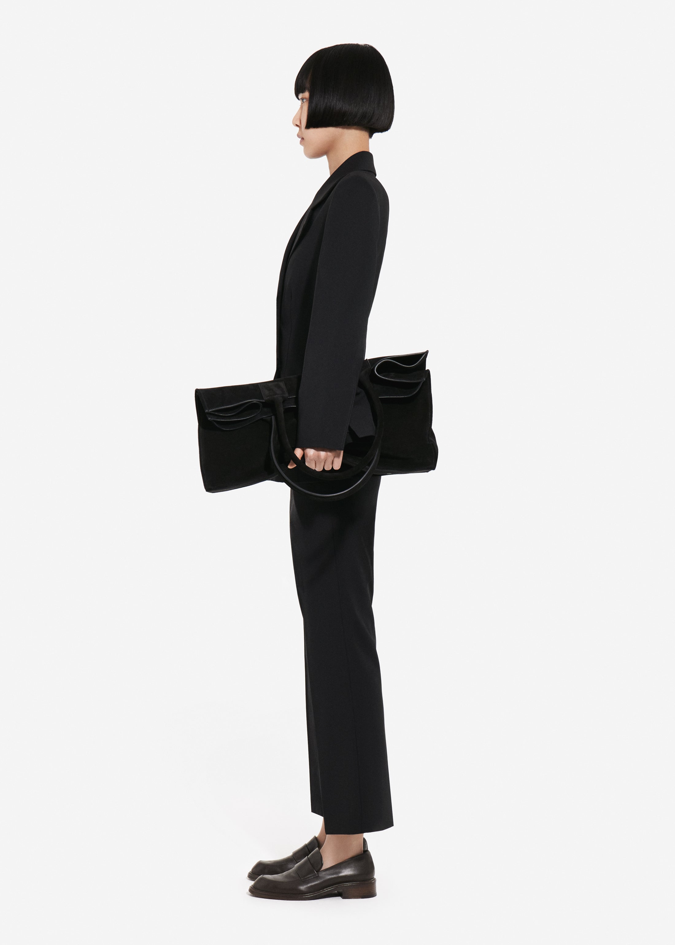 Double Breasted Fitted Blazer in Virgin Wool - Black