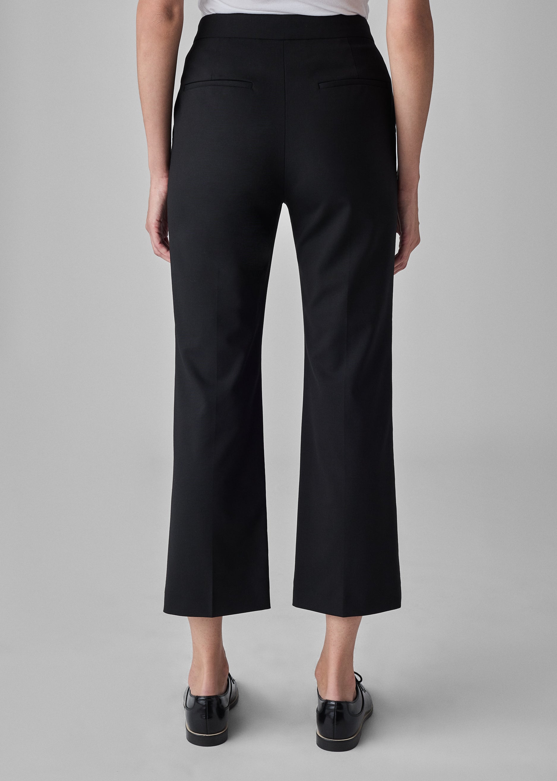 Cropped Cigarette Trouser in Virgin Wool - Black