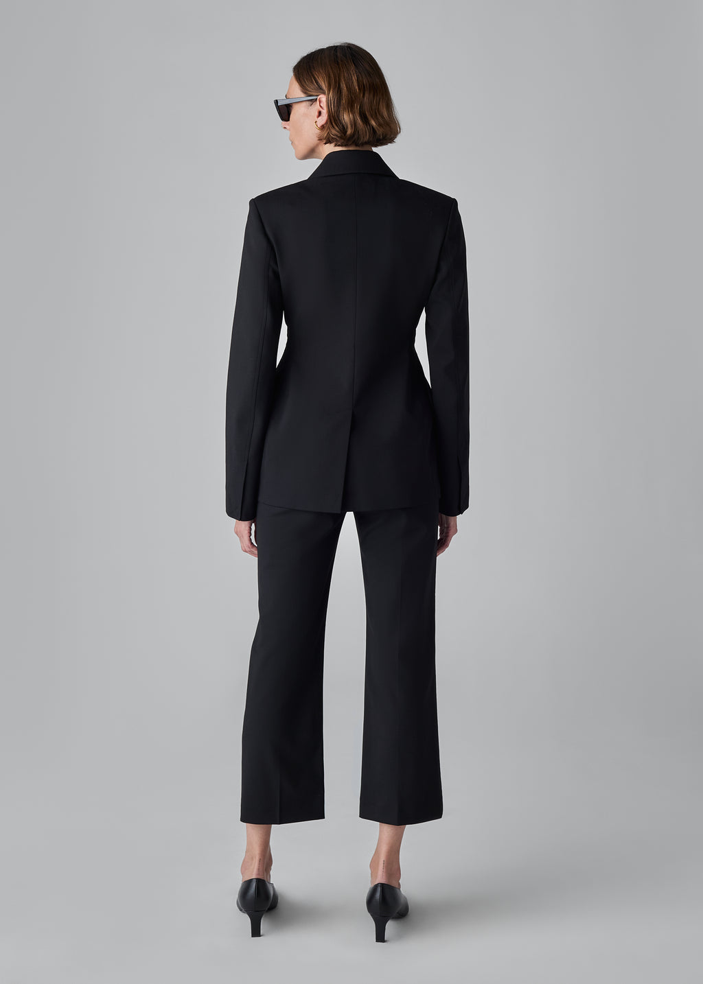 Cropped Cigarette Trouser in Virgin Wool - Black - CO