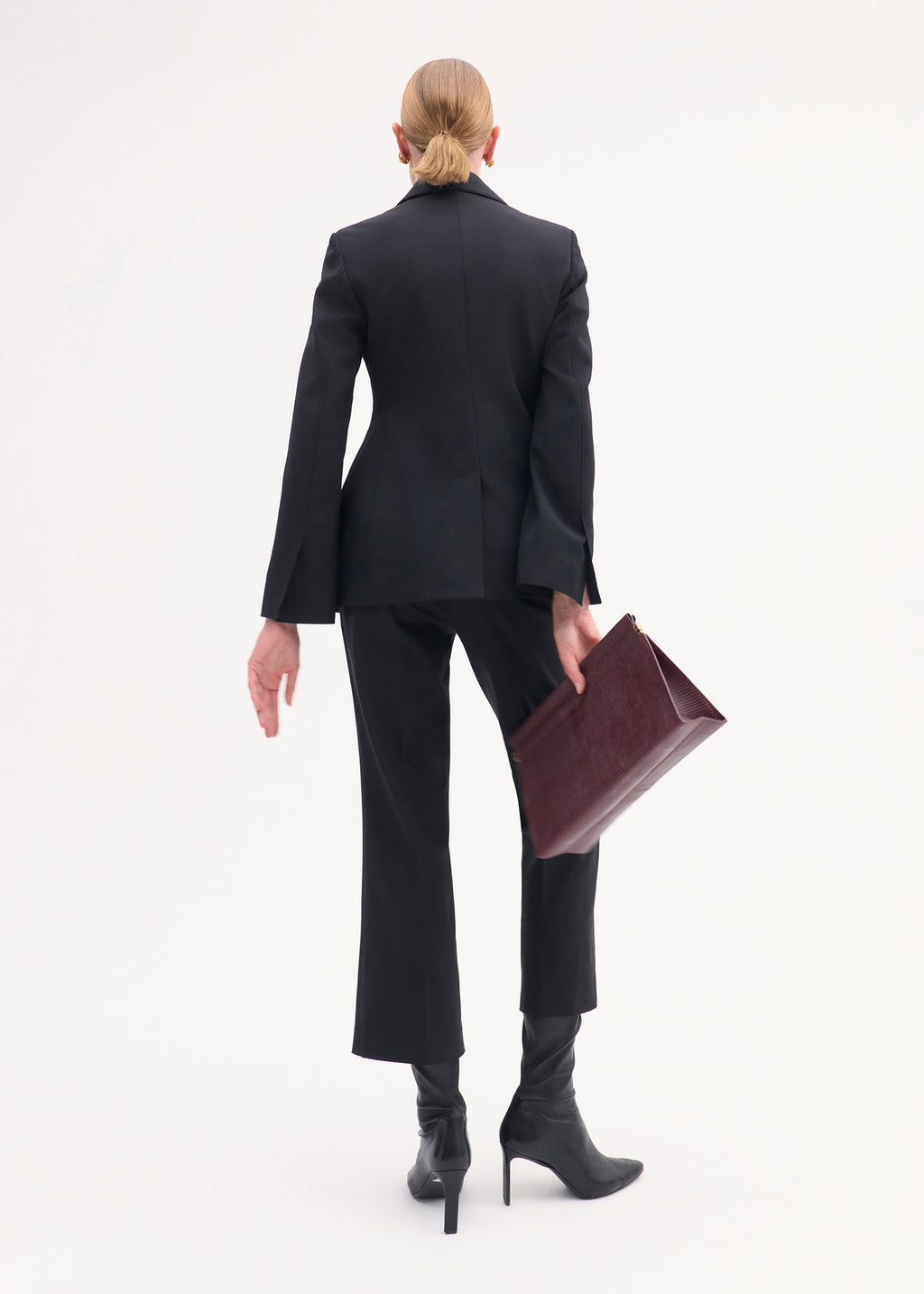 Double Breasted Fitted Blazer in Virgin Wool - Black - CO