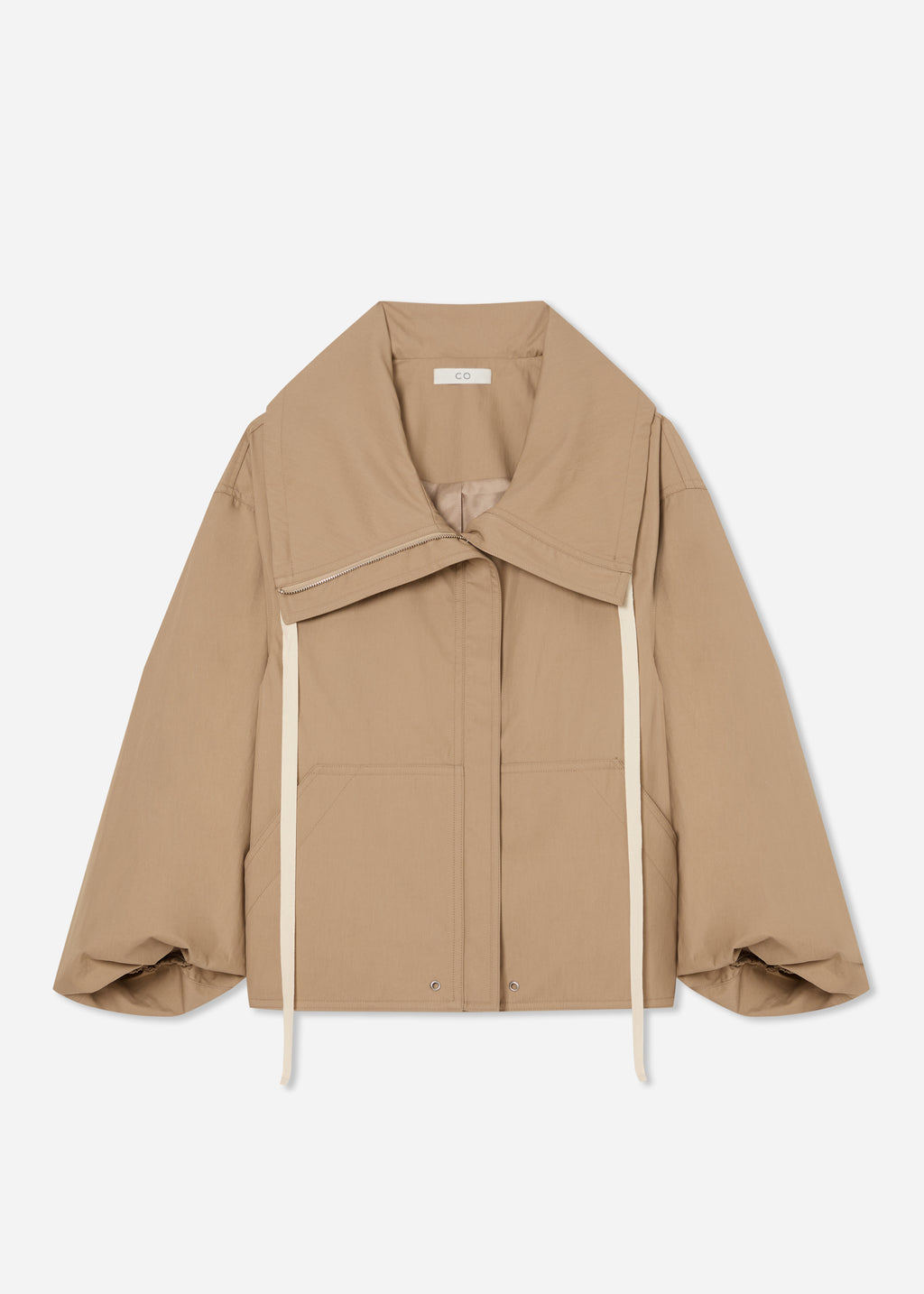Rolled Collar Jacket in Cotton Twill - Camel - CO