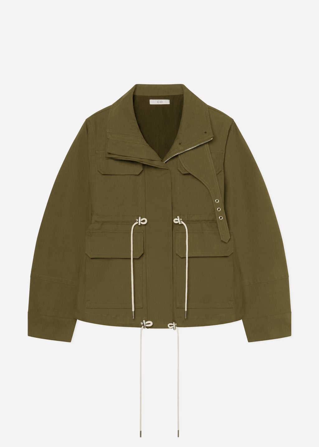 Military Jacket in Brushed Cotton - Olive - CO