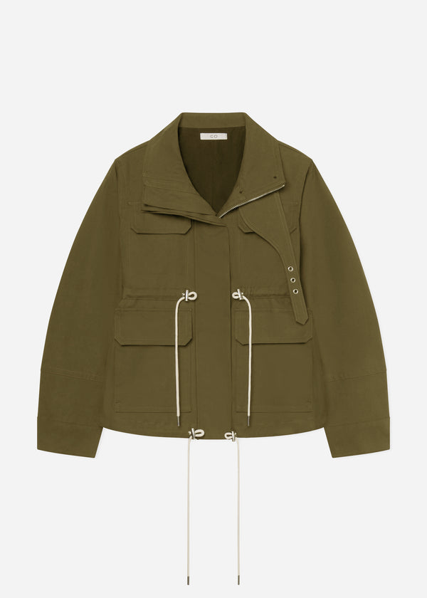 Military Jacket in Brushed Cotton - Olive - CO