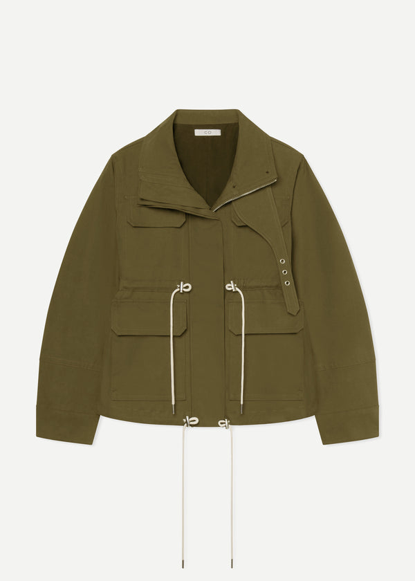 Military Jacket in Brushed Cotton - Olive - CO