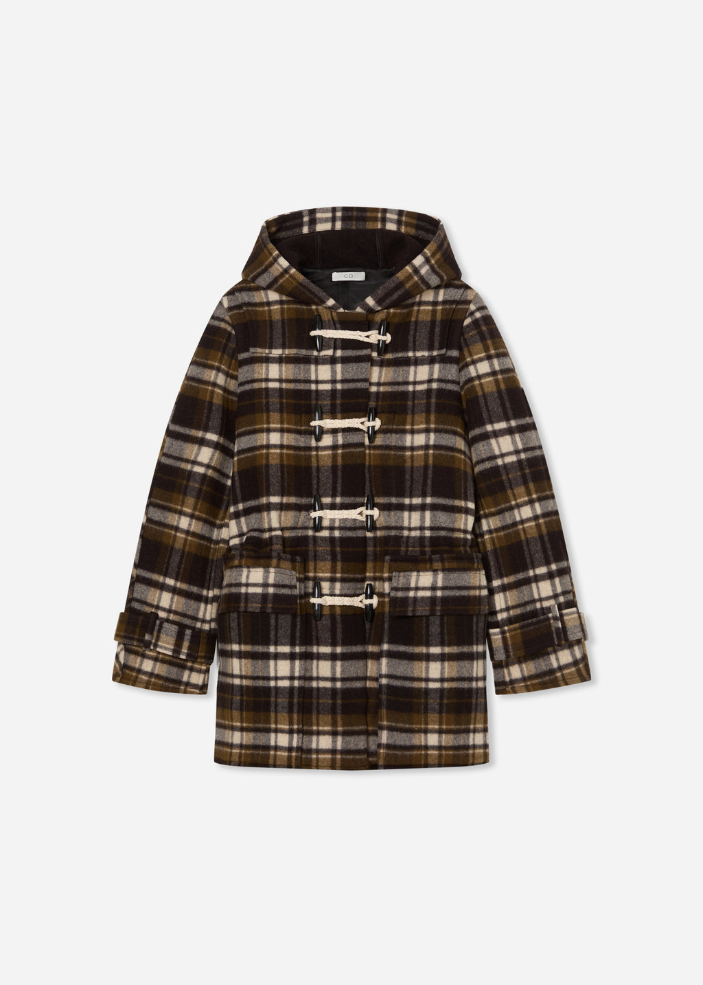 Checked Wool Duffle Coat - Brown Multi - CO
