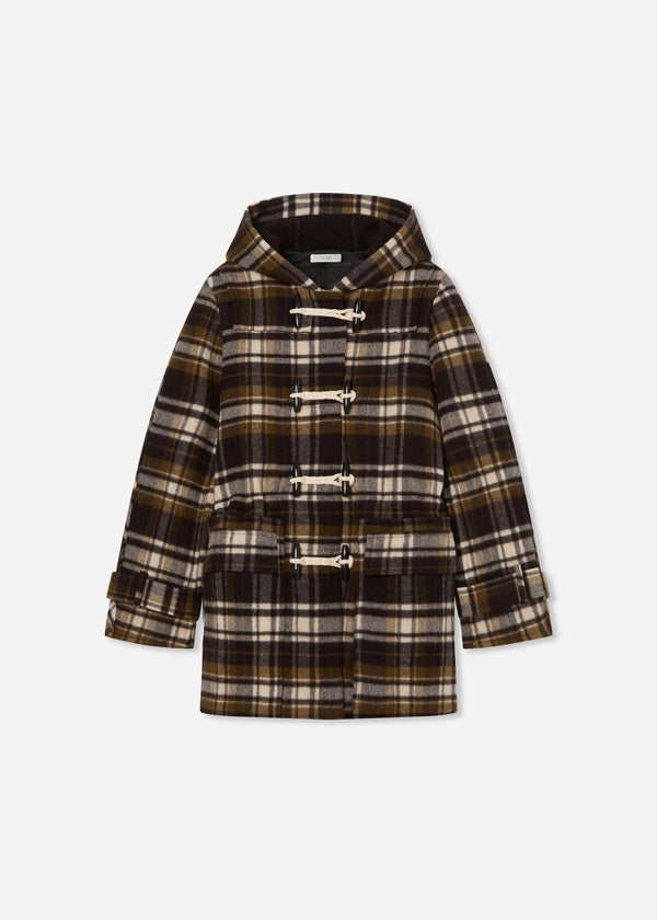 Checked Wool Duffle Coat - Brown Multi - CO