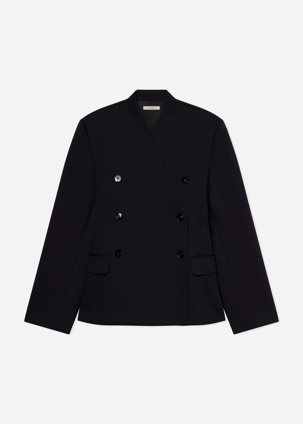 Sculptural Collarless Blazer in Scuba  - Black - CO