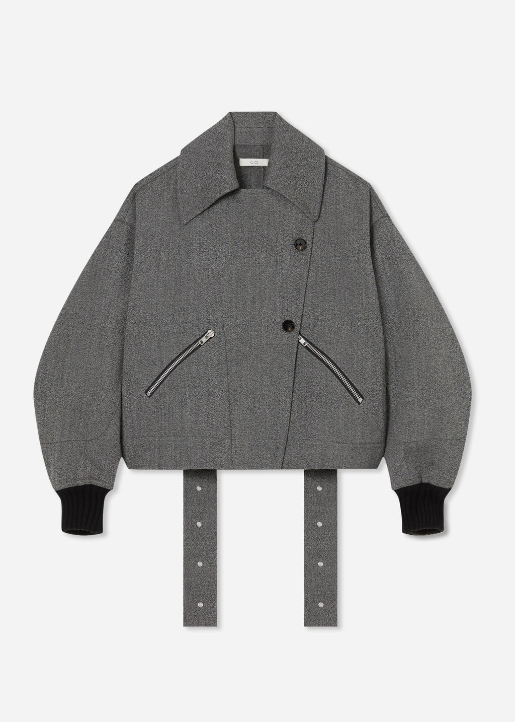 Knitwear Engineered Bomber in Wool - Grey Melange - CO
