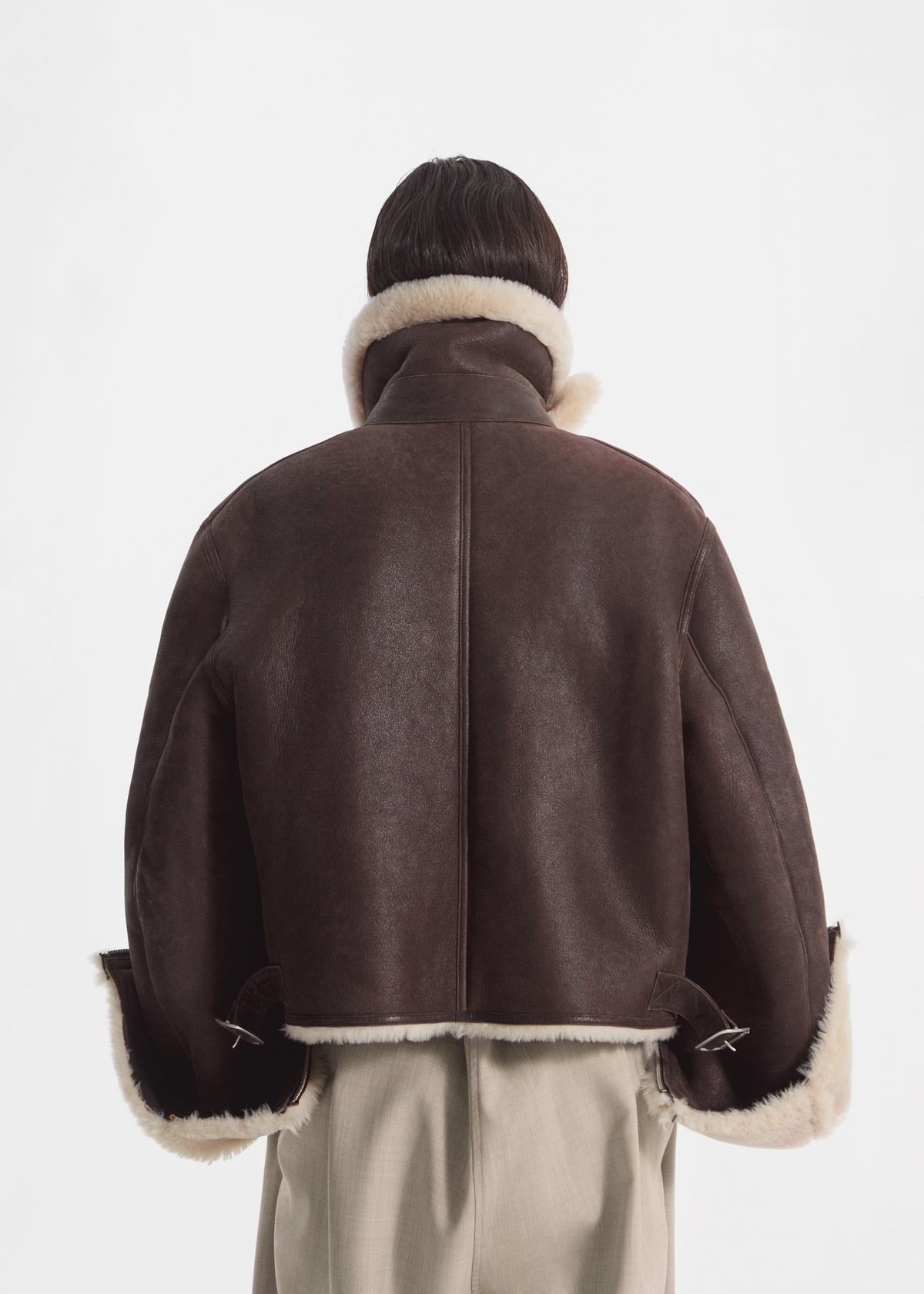 Oversized Shearling Coat - Chocolate, image 6 of 7