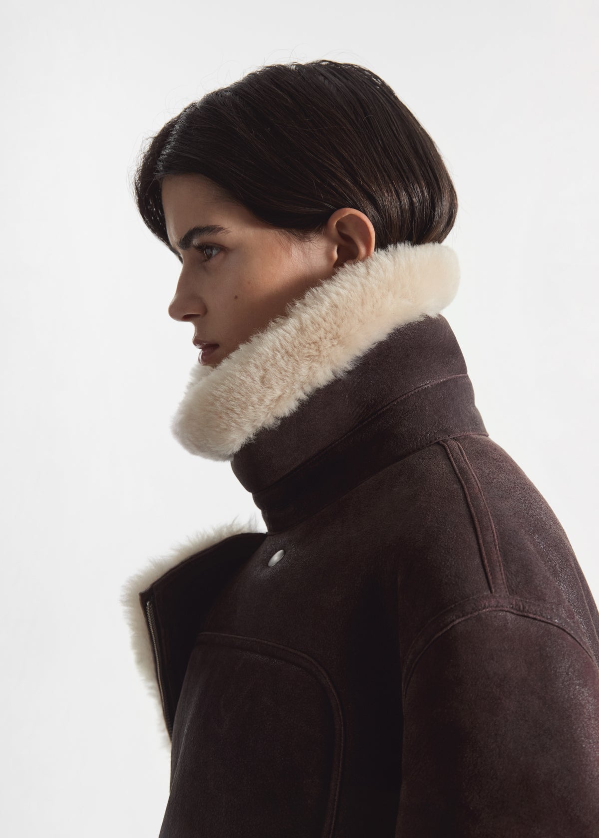 Oversized Shearling Coat - Chocolate, image 5 of 7