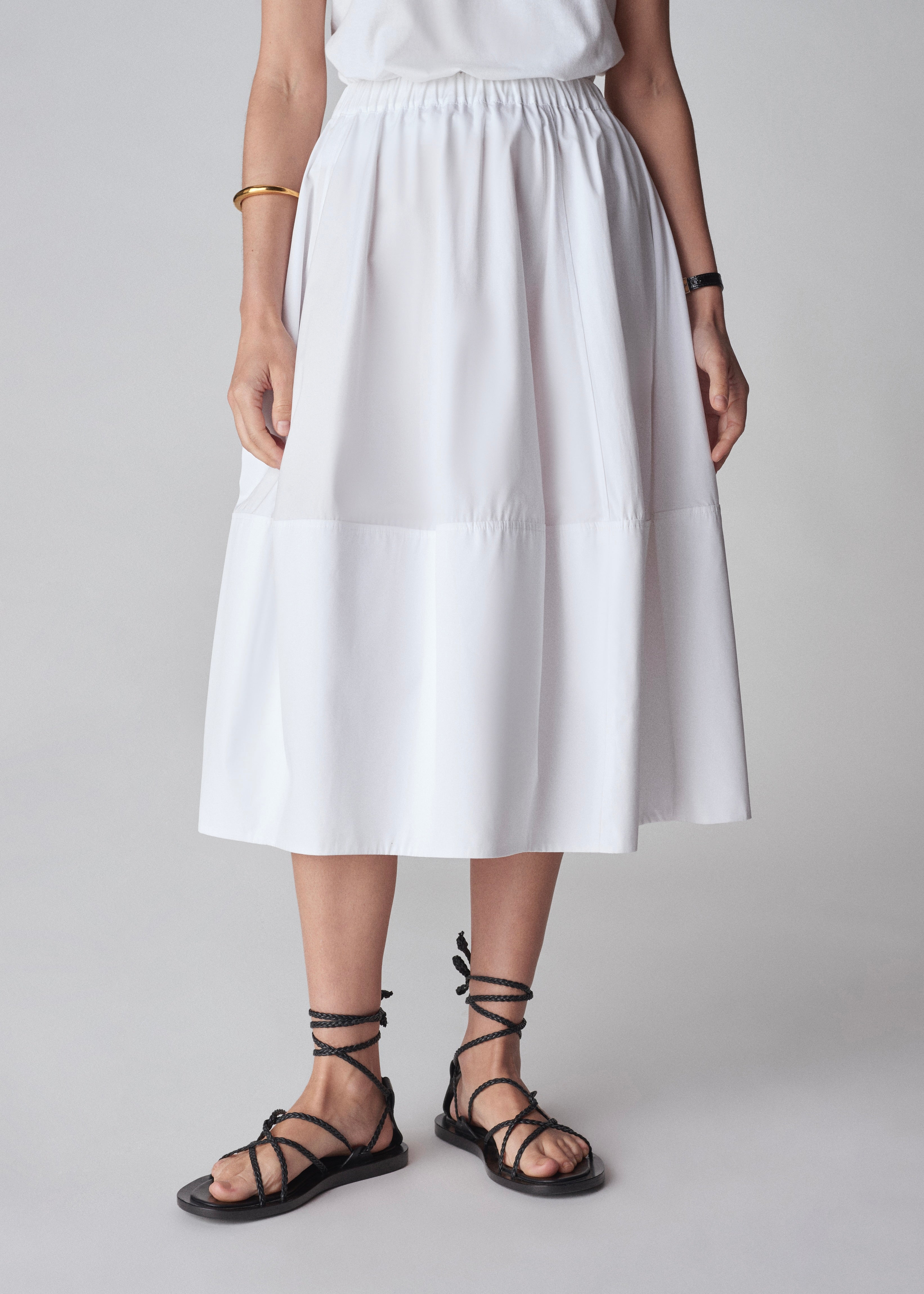 Full Skirt in Cotton Poplin - White - CO Collections