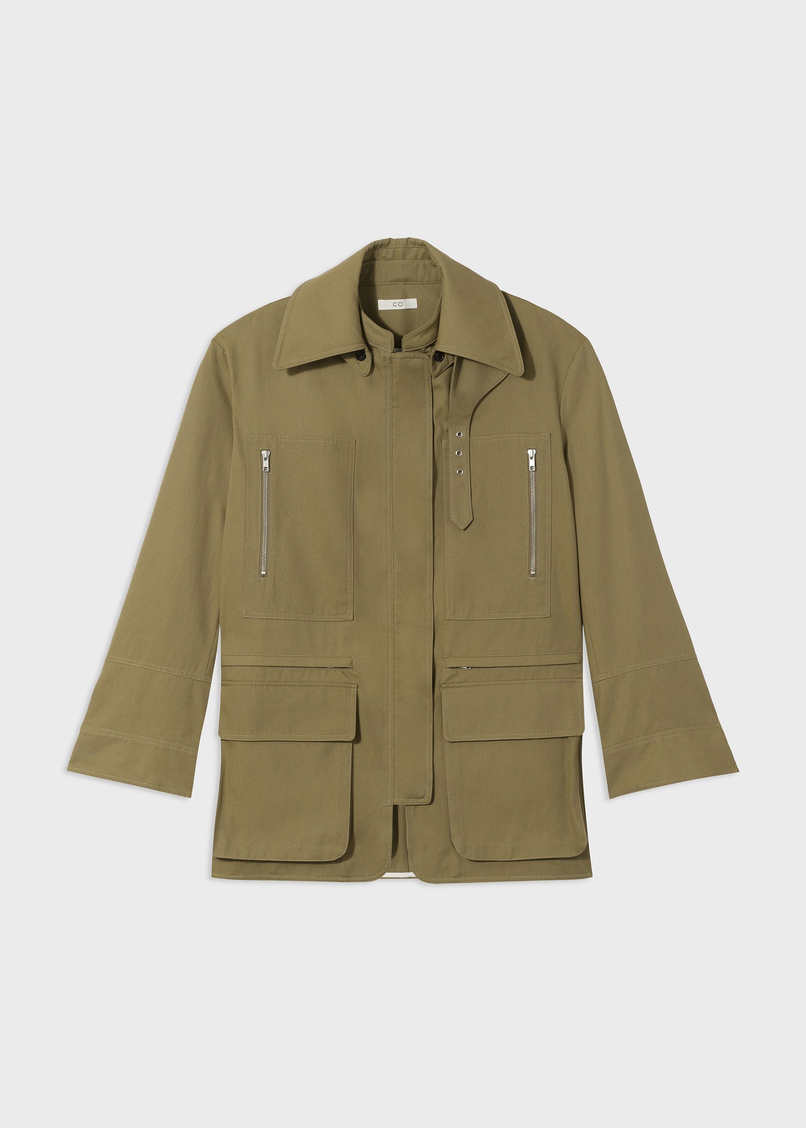 Oversized Field Jacket in Cotton Canvas - Sage