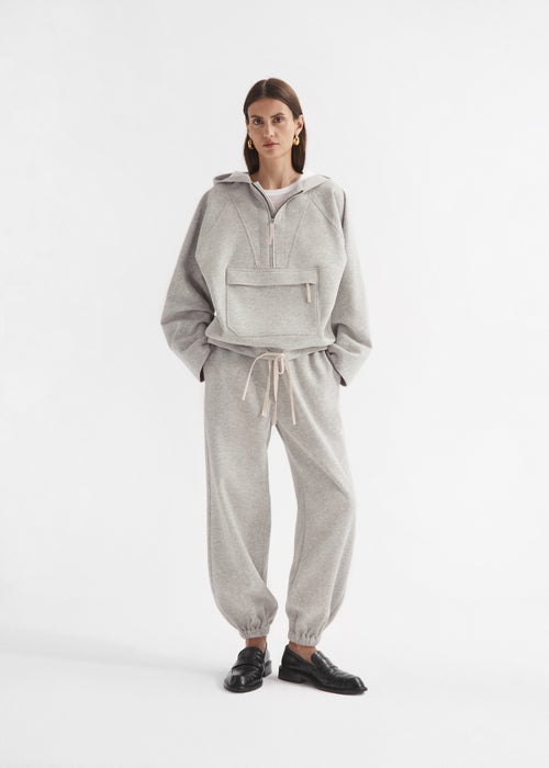Hooded Pullover in Scuba Jersey - Heather Grey, image 1 of 4