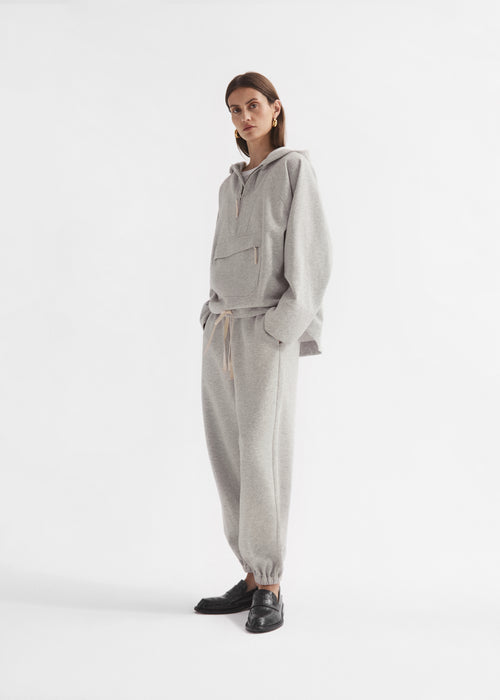 Hooded Pullover in Scuba Jersey - Heather Grey, image 2 of 4