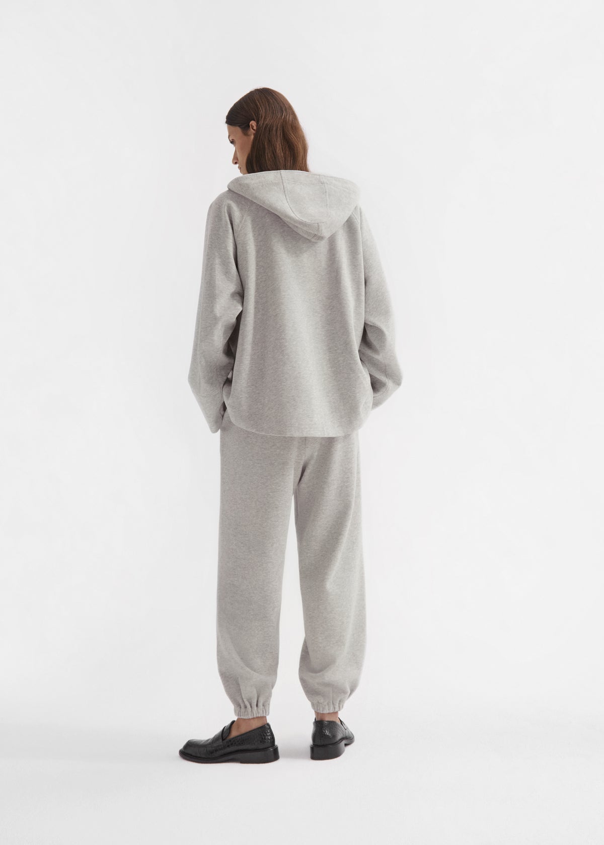 Hooded Pullover in Scuba Jersey - Heather Grey, image 3 of 4
