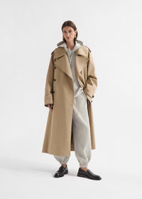 Oversized Trench in Cotton Twill - Camel