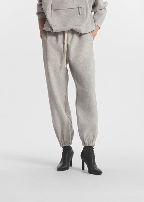 Stretch Jogger in Scuba Jersey - Heather Grey, image 2 of 5