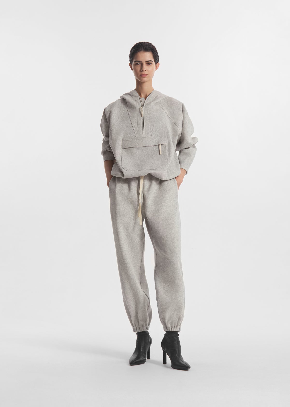 Stretch Jogger in Scuba Jersey - Heather Grey, image 1 of 5