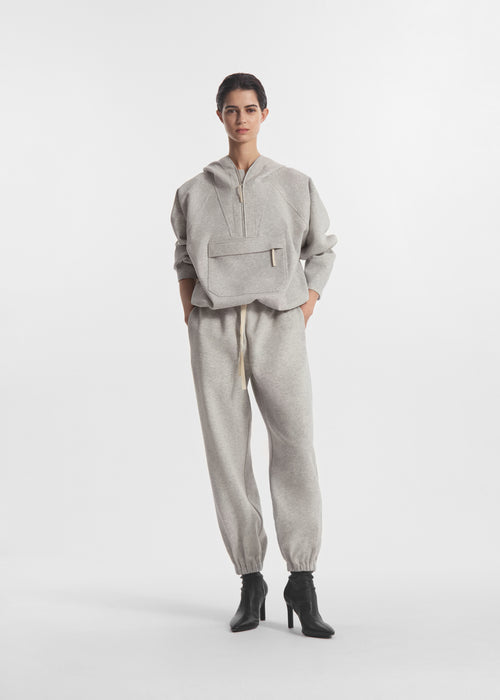 Hooded Pullover in Scuba Jersey - Heather Grey, image 2 of 5