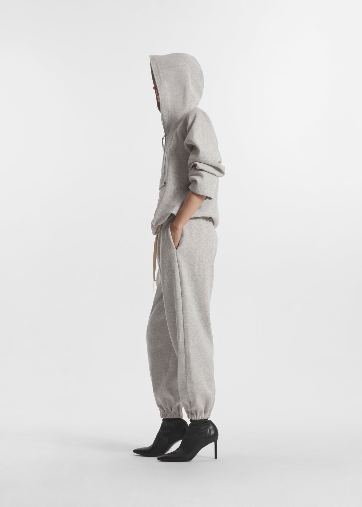 Hooded Pullover in Scuba Jersey - Heather Grey, image 3 of 5