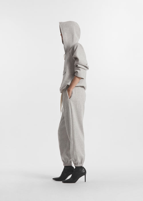 Hooded Pullover in Scuba Jersey - Heather Grey, image 3 of 5