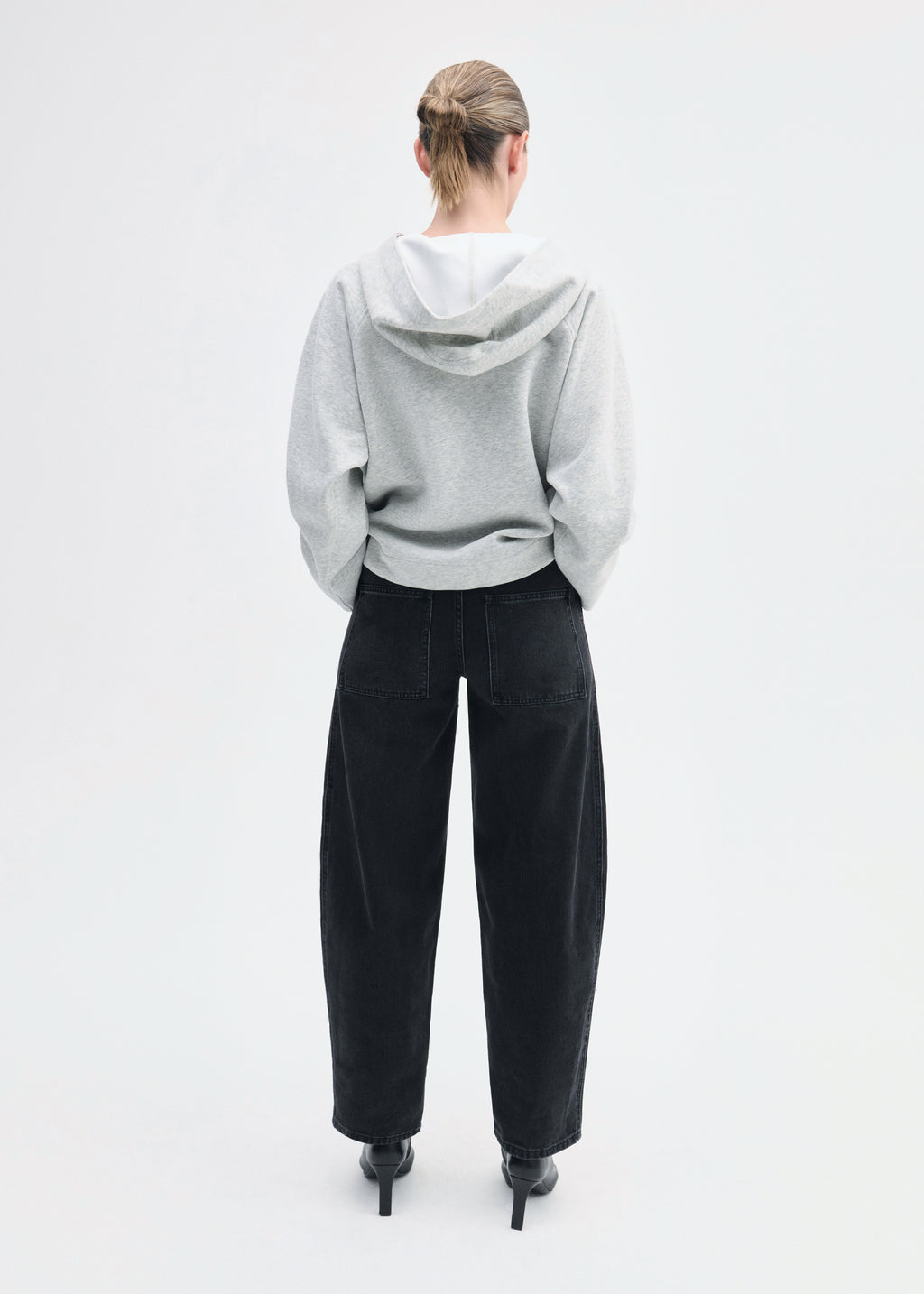 Hooded Pullover in Scuba Jersey - Heather Grey - CO