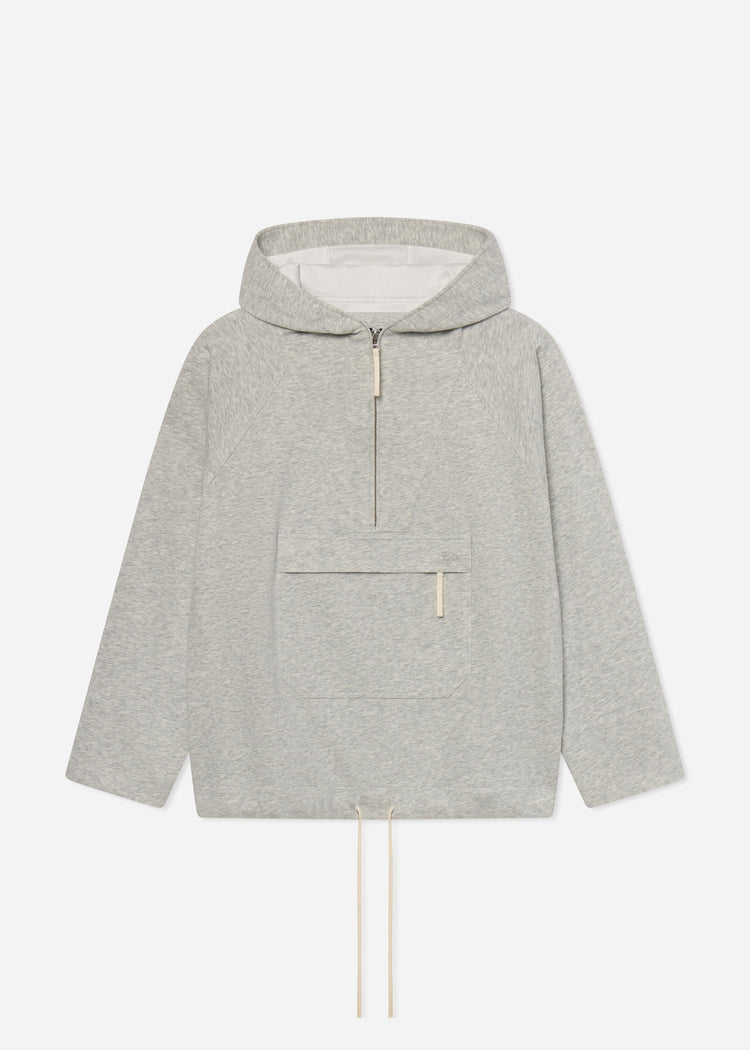 Hooded Pullover in Scuba Jersey - Heather Grey, image 4 of 4