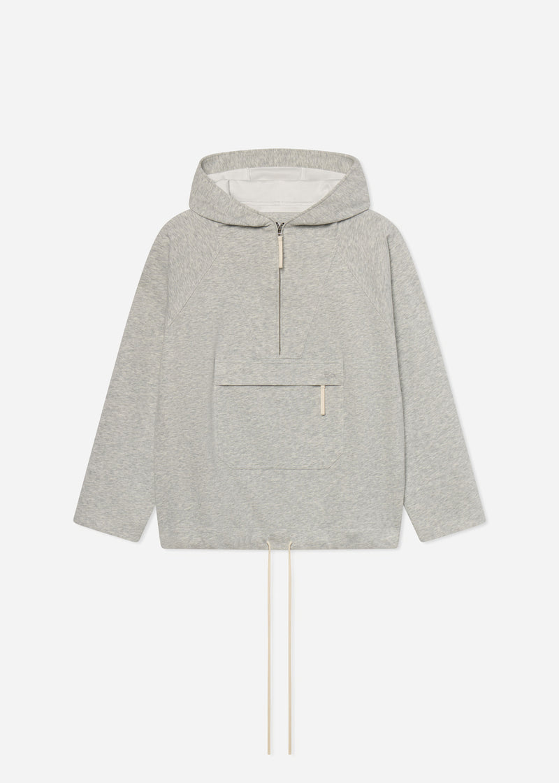 Hooded Pullover in Scuba Jersey - Heather Grey - CO