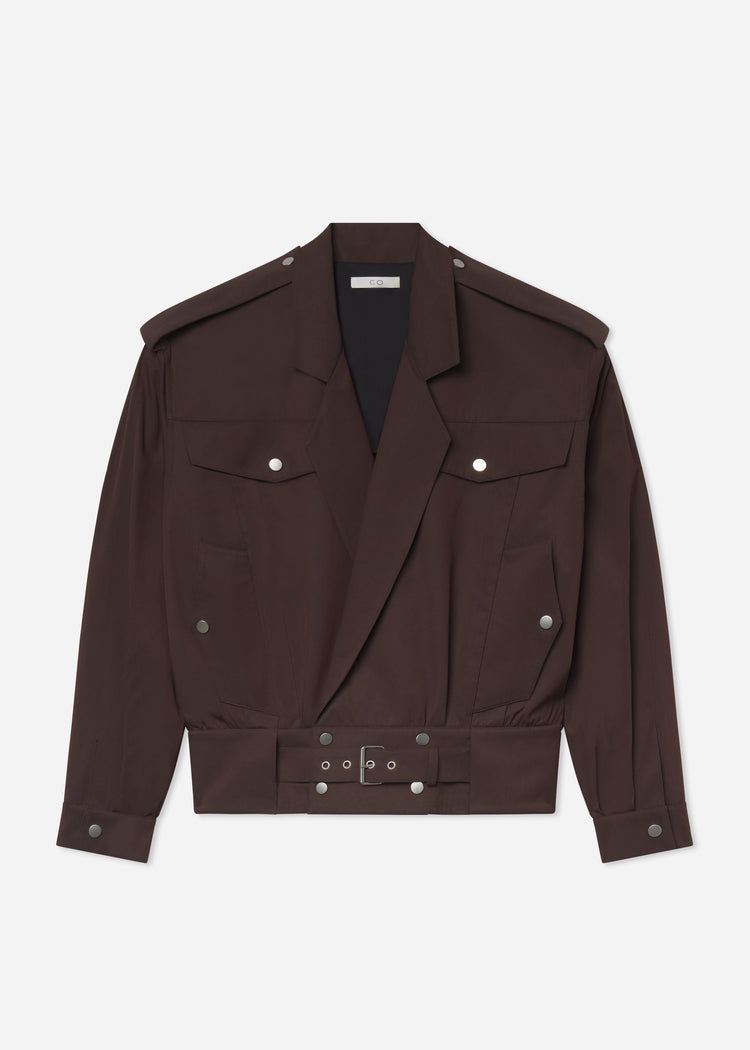 Tapered Sport Jacket in Cotton Twill - Chocolate, image 6 of 6