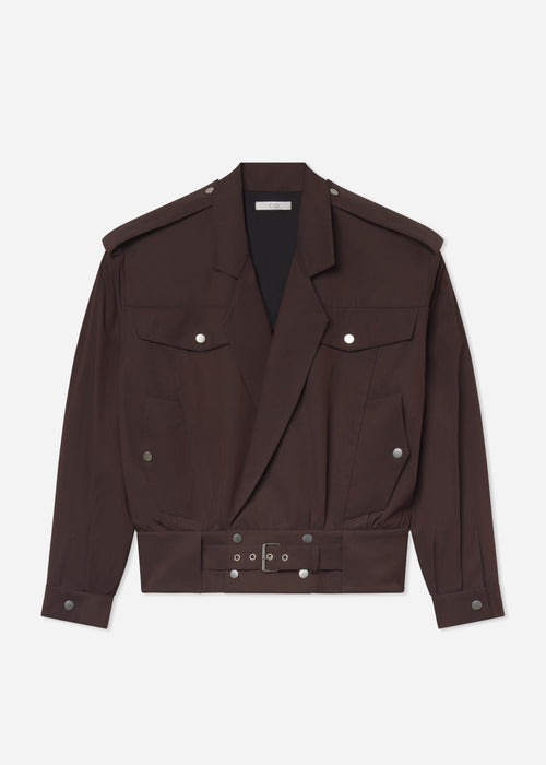 Tapered Sport Jacket in Cotton Twill - Chocolate, image 6 of 6