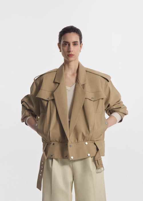 Tapered Sport Jacket in Cotton Twill - Camel, image 2 of 3