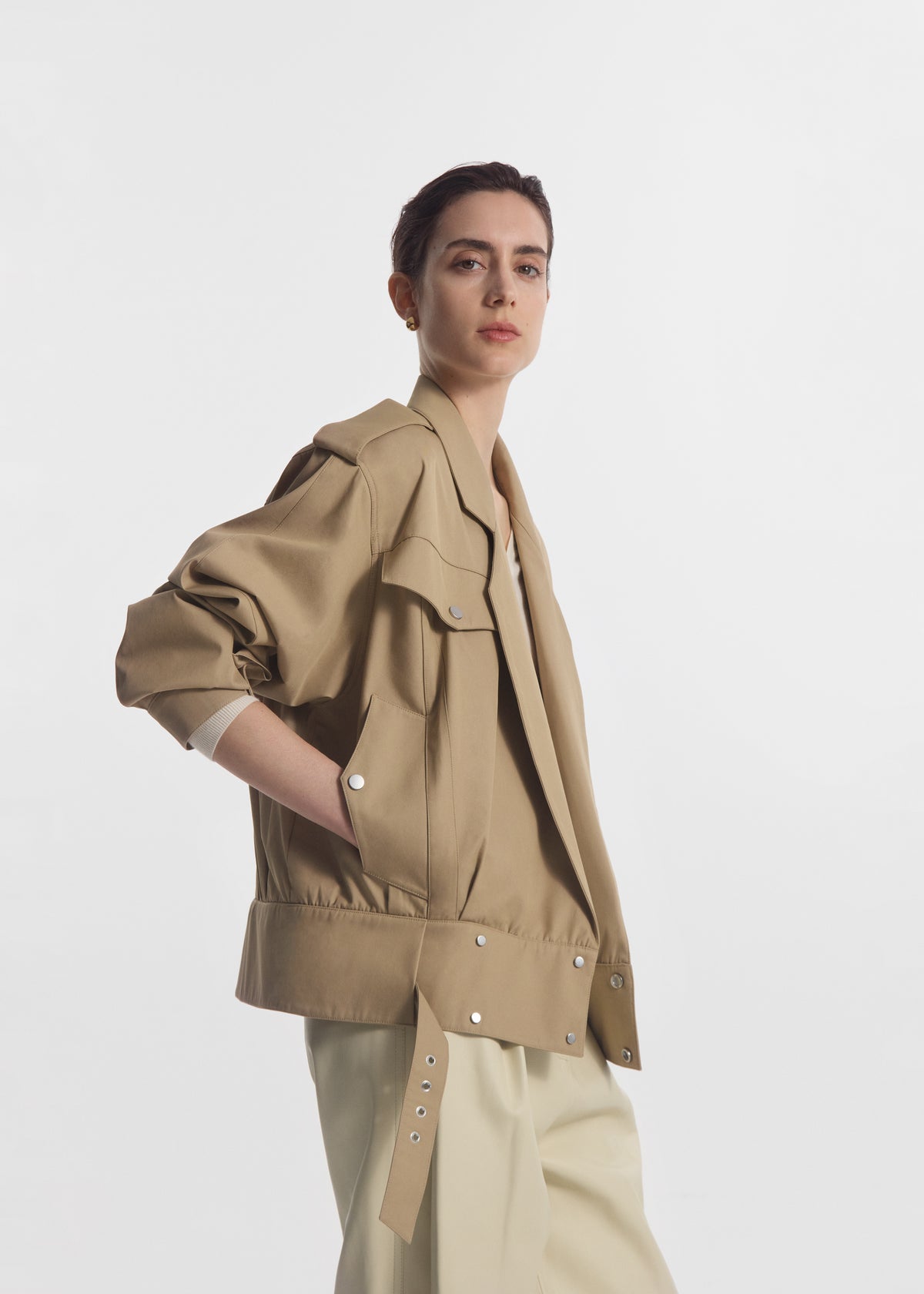 Tapered Sport Jacket in Cotton Twill - Camel, image 1 of 3