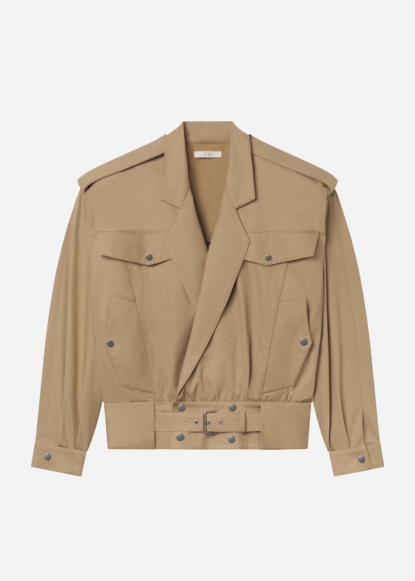 Tapered Sport Jacket in Cotton Twill - Camel - CO