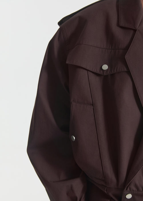 Tapered Sport Jacket in Cotton Twill - Chocolate, image 3 of 6