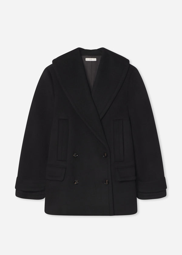 Shawl Collar Jacket in Melton Wool - Black, image 5 of 5