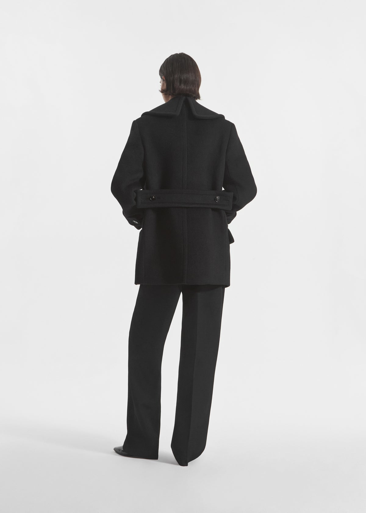 Shawl Collar Jacket in Melton Wool - Black, image 2 of 5