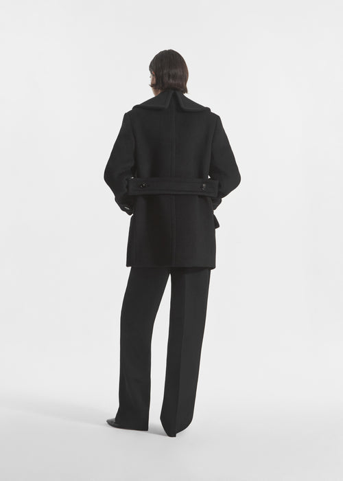 Shawl Collar Jacket in Melton Wool - Black, image 2 of 5