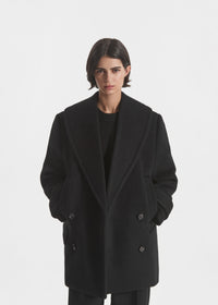 Shawl Collar Jacket in Melton Wool - Black