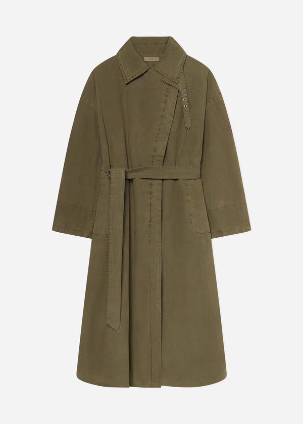 Oversized Trench in Cotton Twill - Olive - CO
