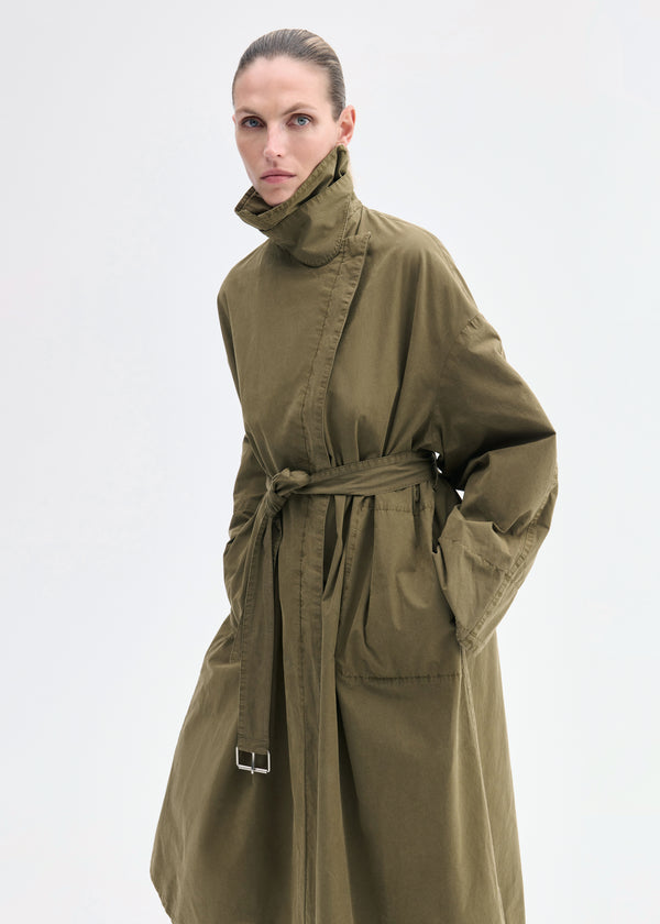 Oversized Trench in Cotton Twill - Olive - CO