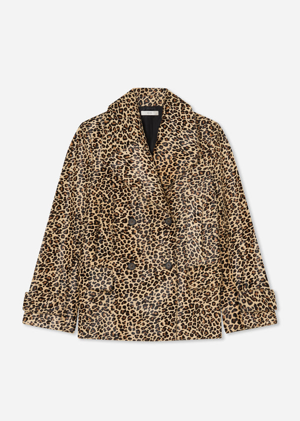 Double Faced Leopard Peacoat in Calf Hair - Leopard - CO