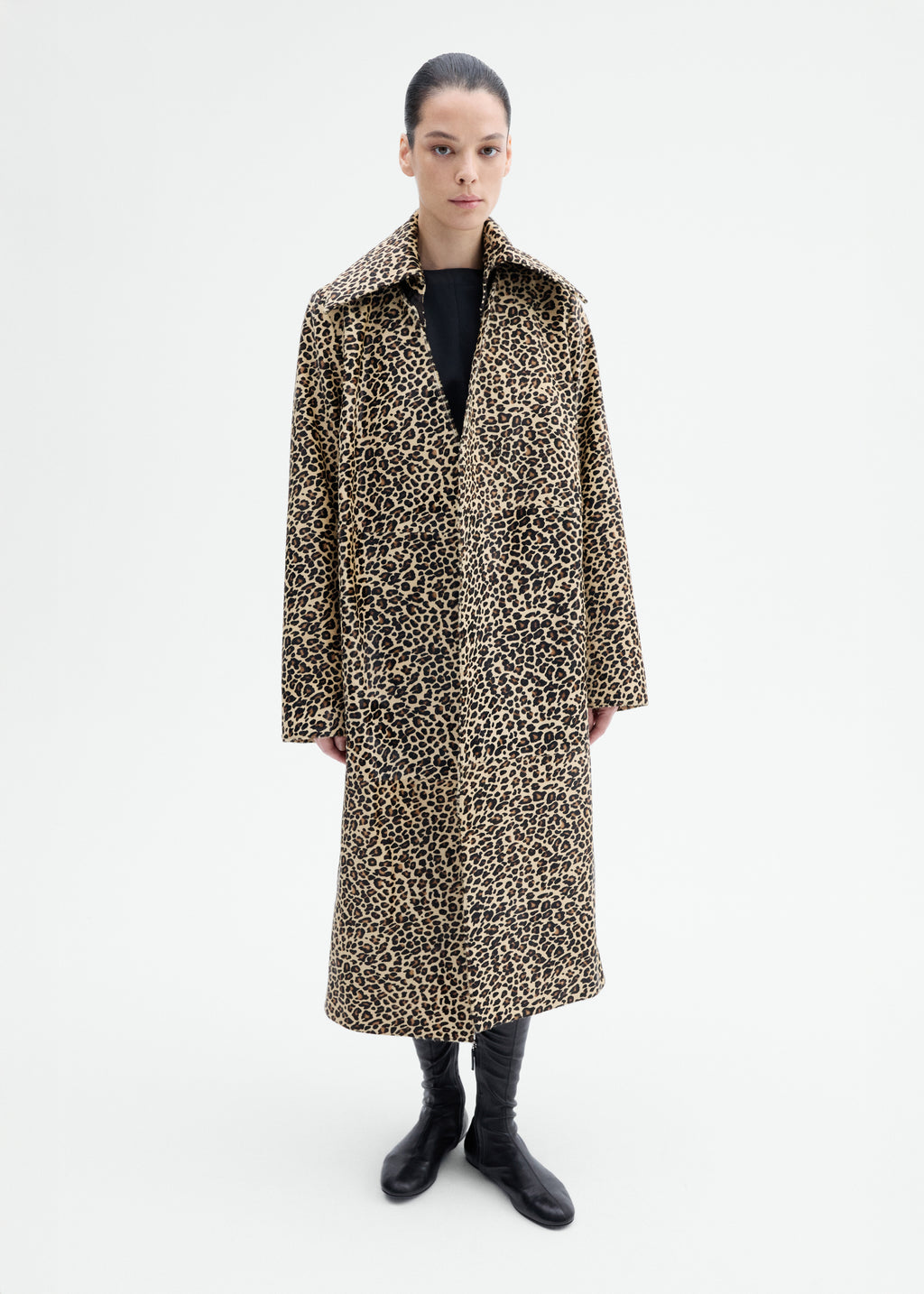 Leather Leopard Coat in Calf Hair - Leopard - CO