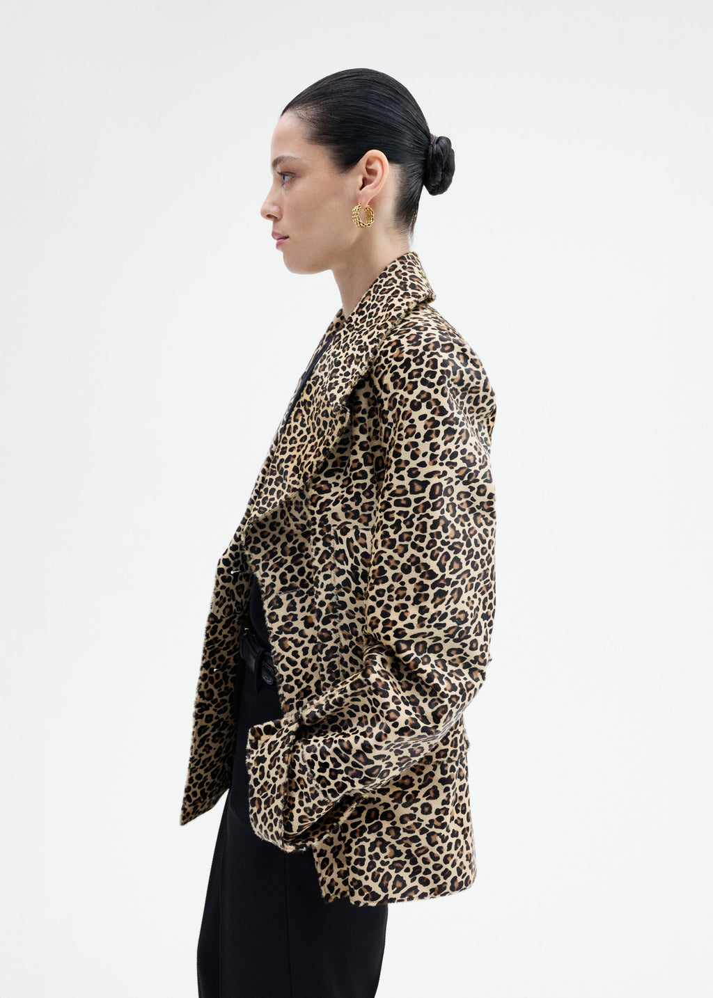 Double Faced Leopard Peacoat in Calf Hair - Leopard - CO
