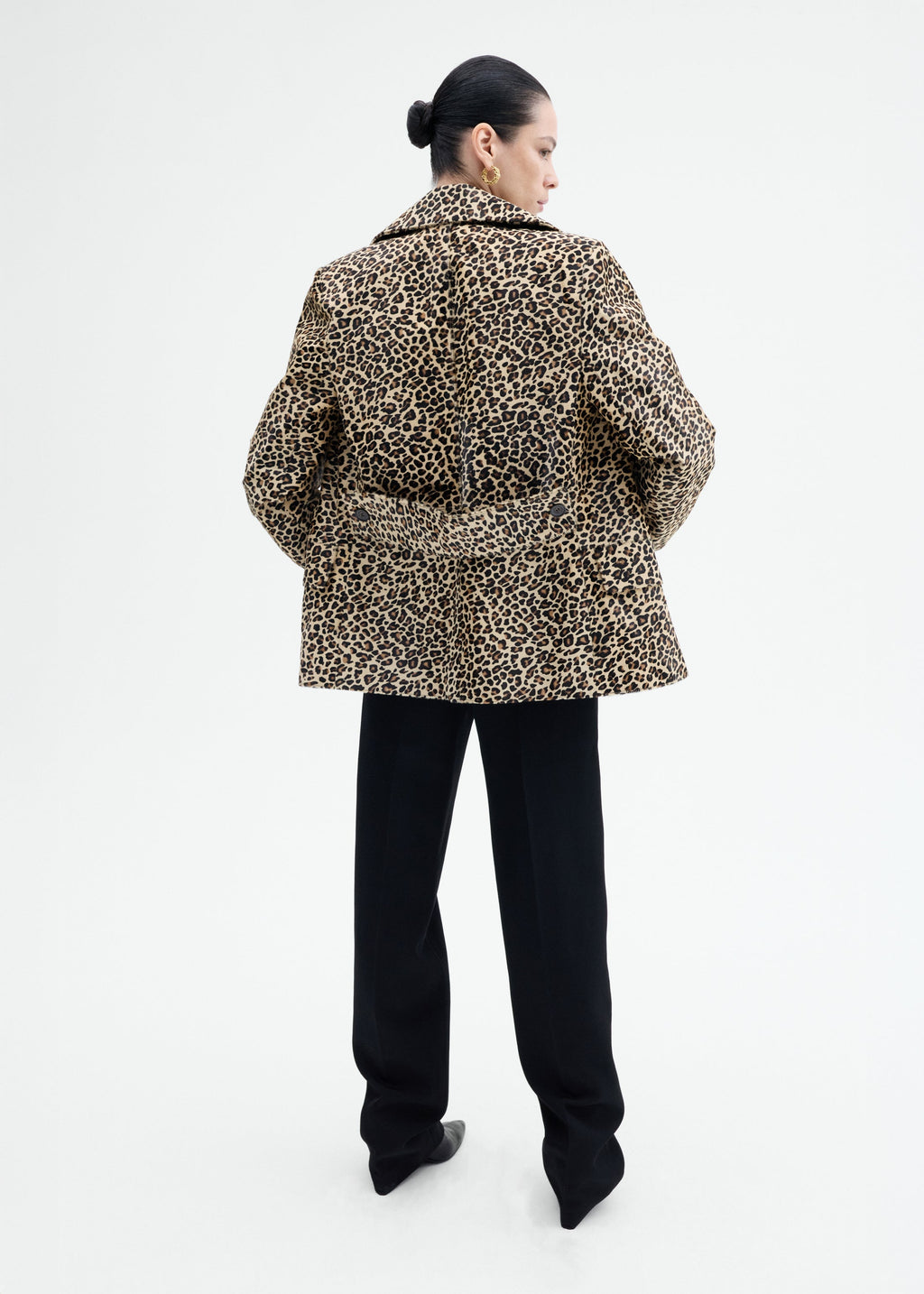 Double Faced Leopard Peacoat in Calf Hair - Leopard - CO