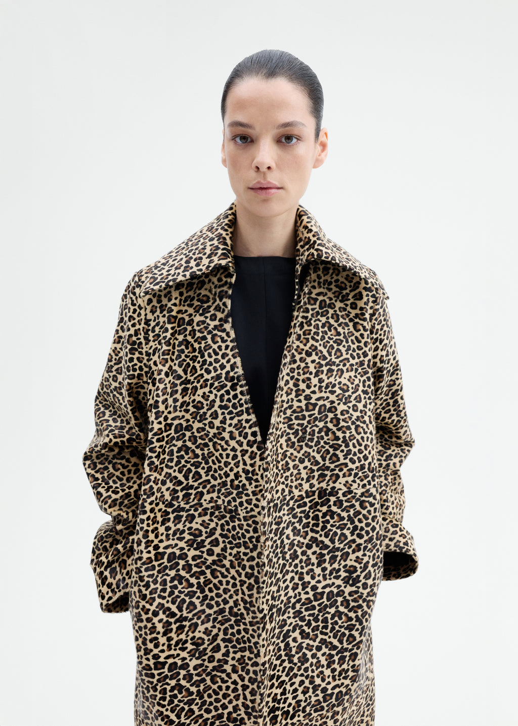 Leather Leopard Coat in Calf Hair - Leopard - CO