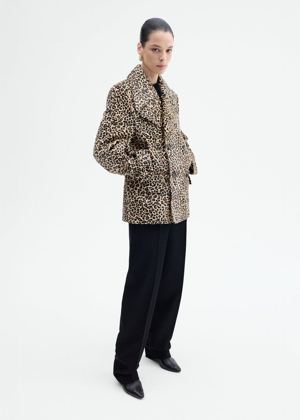 Double Faced Leopard Peacoat in Calf Hair - Leopard - CO