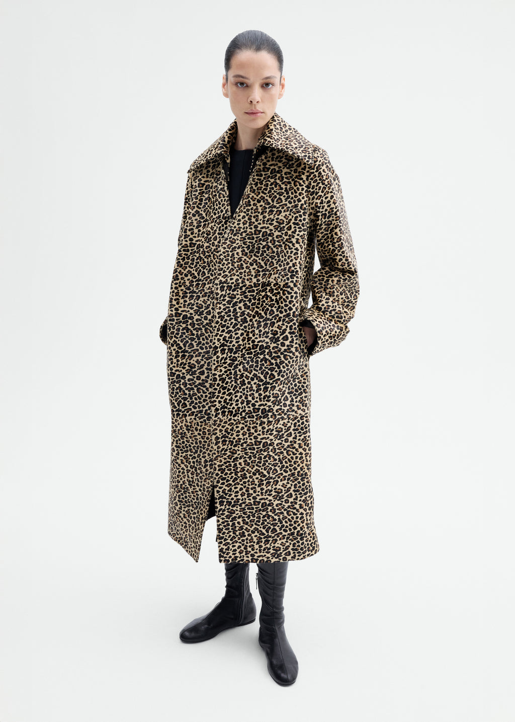 Leather Leopard Coat in Calf Hair - Leopard - CO